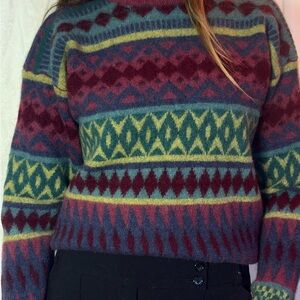 Vintage 100% Wool Multicolor Geometric Pattern Sweater (PENDING)